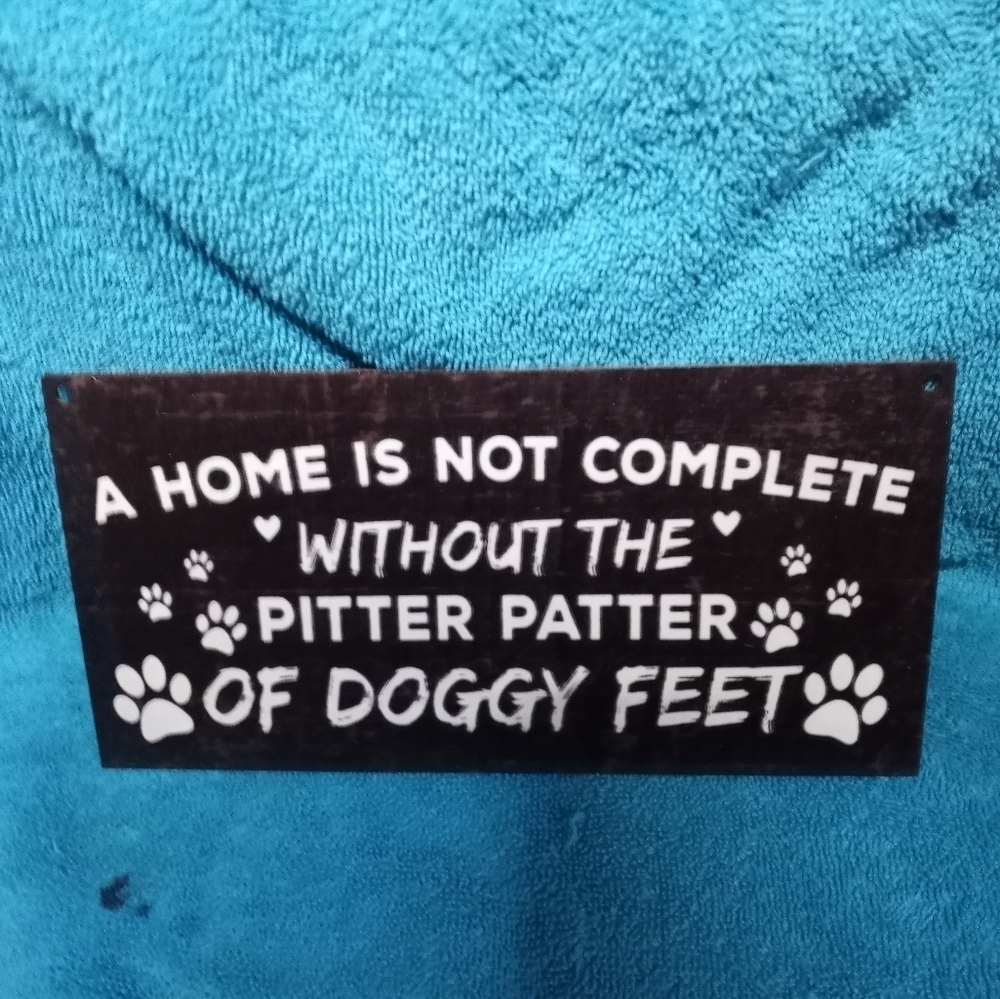 Doggy Feet Decorative Sign - Black White Dog Wood